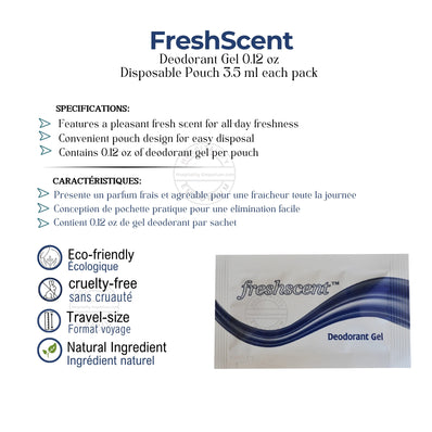Freshscent™ Deodorant Gel 0.12 oz Disposable Pouch 3.5 ml (Count 1000's/Pack)