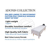T200 Economy Cotton-Poly Percale Clinic/ Massage Sheet 50"x100" White 6/Pack