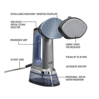 Hamilton Beach Duraton® Nonstick 3-in-1 Steamer/Iron, Digital Mode Selection, 1700 Watts