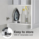 Hamilton Beach Electric Iron, Retractable Cord, ASO, Spray & Blast, Adj. Steam, Reset Button, Non-Stick Soleplate, Black/Silver