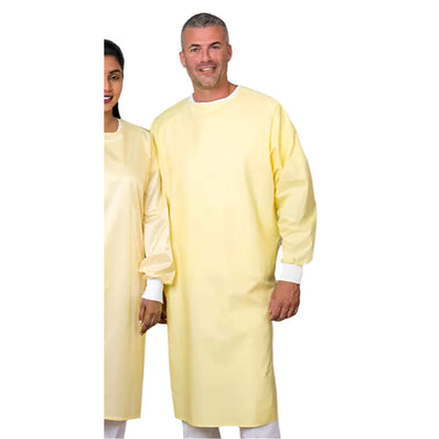 ISOLATION Gown Knit Cuffs Multi-Use Twill Fabric 4.2oz 65/35 P/C Color Yellow