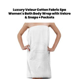 Luxury Velour Cotton Fabric Spa Women's Bath Body Wrap with Velcro & Snaps + Pockets size: L/XL 2/Pack