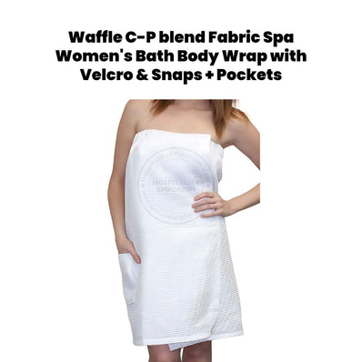 Waffle C-P blend Fabric Spa Women's Bath Body Wrap with Velcro & Snaps + Pockets size: L/XL 4/Pack