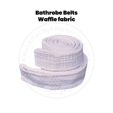 Bathrobe Belts Waffle fabric (60%C-40%P Pre-Shrunk) 300GSM Robe Belt Standard size 70"L White 12/Pack
