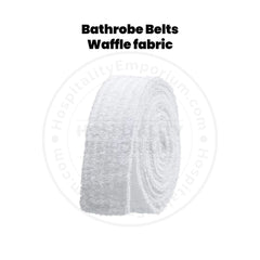 Bathrobe Belts Velour (100%C Pre-Shrunk) Double Loop Cotton 500GSM Robe Belt Standard size 70"L White 12/Pack