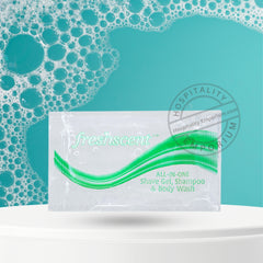 Freshscent™ Shampoo, Shave Gel and Body Wash (3 in 1) 0.34 oz Disposable Pouch 10 ml (Count 1000's/Pack)