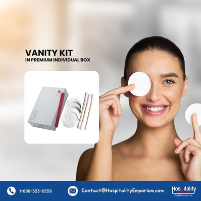 Vanity Kit (Bamboo Ear Buds + Cotton Pads + Nail File) Guest Bathroom Amenity Premium individual Box packing (Count 200's/Pack)