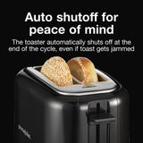 Proctor Silex® Wide-Slot 2 Slice Toaster, ASO, Extra Wide Slots, Toast Boost, 7-Shade Toast Select, Black