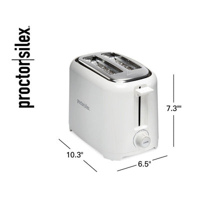 Proctor Silex® Wide-Slot 2 Slice Toaster, ASO, extra Wide Slots, Toast Boost, 7-Shade Toast Select, White