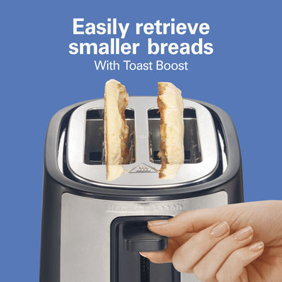 Hamilton Beach Toaster 2 Slice Extra-Wide Slot , Xtra Wide Slots, Toast Boost, Adj. Shade Select, Black/Silver