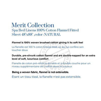 Flannel 100%Cotton Fitted Sheet 48"x88" color NATURAL Merit 6/Pack