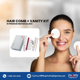 Hair Comb + Vanity Kit (Bamboo Ear Buds + Cotton Pads + Nail File) Guest Bathroom Amenity Premium individual Box packing (Count 200's/Pack)
