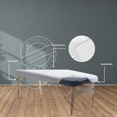 T-200 Premium Cotton-Poly Massage Fitted Sheet 39"x80"X9" White 6/ Pack Merit Collection