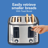 4 HB Slice Extra-Wide Slot Toaster, Toast Boost, Adj. Shade Select, Cool-Touch Sides, Black/Silver