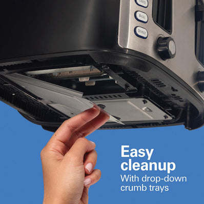 4 HB Slice Extra-Wide Slot Toaster, Toast Boost, Adj. Shade Select, Cool-Touch Sides, Black/Silver