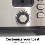 4 HB Slice Extra-Wide Slot Toaster, Toast Boost, Adj. Shade Select, Cool-Touch Sides, Black/Silver