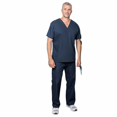 PREM. Scrub TOP V-Neck PULLOVER Style Short Sleeve No Pockets Twill Fabric 5.5oz Poplin 65/35 P/C Multi-Color sizes XS-XL