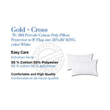 T180 Percale Cotton-Poly Pillow Protector w/8" Flap size 20"x36" KING color White 12/Pack
