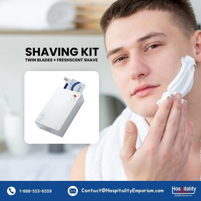 Shaving Kit Razor Twin Blades White + FreshScent Shave Cream 7.5ml 1-Use Bathroom Amenity Premium individual Box packing (Count 200's/Pack)