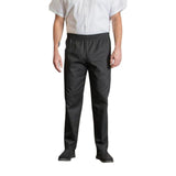 PREM. Chef Pant BAGGY Style Elastic Waist Band with Drawstring & 4 Pockets P/C Twill Fabric Color Black or Woven Checker sizes XS-XL