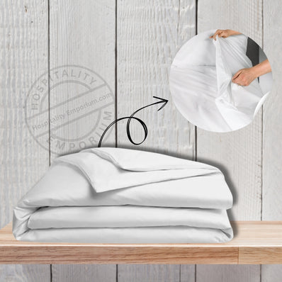 T-250 Prem. Percale Plain Cotton-Poly Duvet Covers ZIPPER QUEEN 88"x88" Color: White 2/Pack