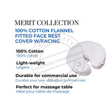 100% Cotton Flannel Fitted Face Rest Cover w/Facing, Color White/Nautral 12/Pack