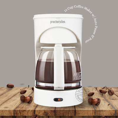 Proctor Silex  Coffee Maker 12 Cup w/ Auto Pause & Pour, Smart Plug Compatible, White