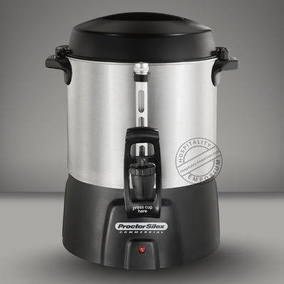 Proctor Silex® Commercial Alum. Urn, 40 cup, one hand dispensing, coffee level indicator