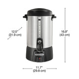 Proctor Silex Commercial, Alum. Urn, 60 cup, one hand dispensing, coffee level indicator