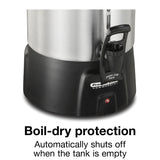 Proctor Silex Commercial, Alum. Urn, 60 cup, one hand dispensing, coffee level indicator