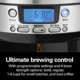 Hamilton Beach Coffee Maker 12 Cup Dispensing , w/ Programmable ASO, Black/Silver