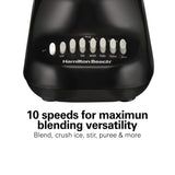 Hamilton Beach 10 Spd. Smoothie Blender, w/56 Oz. Capacity, Dishwasher Safe Jar, Black