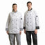 PREM. Chef Coat LONG SLEEVE Sleeve Pocket & Plastic Button Closure P/C Twill Fabric Color White with Contrast Trim sizes XS-XL 3/Pack