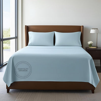 TC-180 FITTED SHEETS percale fabric color Blue size TWIN Beds Hospitality  Thomaston Mills
