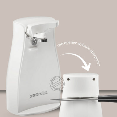 Proctor Silex Power OpenerTM Can Opener w/Knife Sharpener, ASO, White