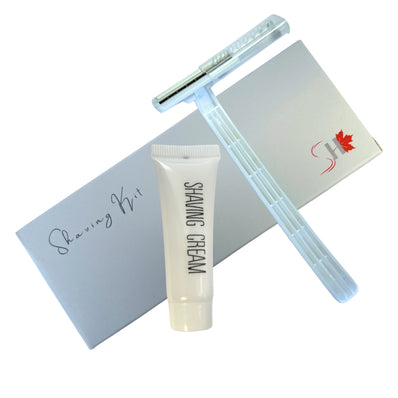 Shaving Kit Razor Twin Blades White + Shave Cream 10g multi-Use Bathroom Amenity Premium individual Box packing (Count 200's/Pack)