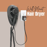 Hamilton Beach Wall Mount Hair Dryer, 1500 Watts, Auto Safety Shut Off, Toggle Switch, Nightlight on Plug, Black