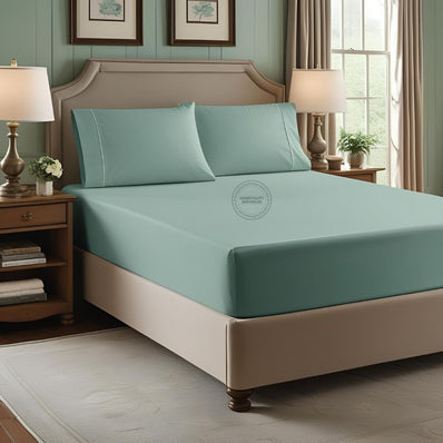 TC-180 FITTED SHEETS percale fabric color Seafoam size KING Beds Hospitality  Thomaston Mills