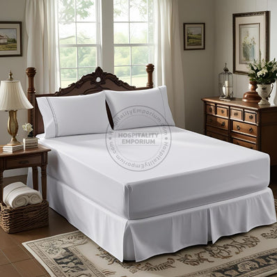 TC-250 FITTED SHEETS premium percale Fabric White Royal Suite TWIN Beds  Thomaston Mills