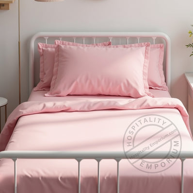 TC-180 FITTED SHEETS percale fabric color Rose size TWIN Beds Hospitality  Thomaston Mills