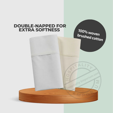 Flannel 100%Cotton Flat Sheet 70"x90" color NATURAL Merit Collection 6/Pack