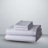 TC-250 FLAT SHEETS Premium 10mm Wide STRIPED Tone-On-Tone White Royal Suite FULL Beds  Thomaston Mills