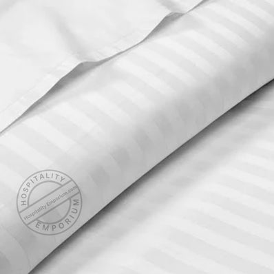 TC-250 PILLOWCASES STRIPED Premium 10mm Wide STRIPED Tone-On-Tone White Royal Suite (cut Sizes for Std/ Queen & King Pillows) Beds Thomaston Mills