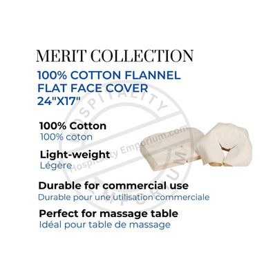 100% Cotton Flannel Flat Face Cover 24"x17" color White/Natural 12/Pack