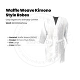 Waffle Weave (100%C) Kimono Style Robes Merit Spa Collection White Size Unisex Large 2/Pack