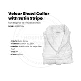 Velour (100%C) Double Loop Cotton 400GSM Shawl Collar with Satin Stripe Bathrobes White Unisex 2/Pack