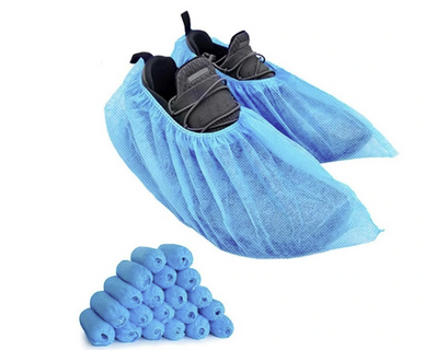 Shoe Covers Blue Non-Skid marked with Elastic Non-Woven Fabric Disposable 100-count 