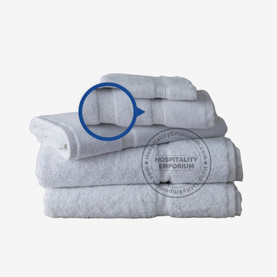 WHITE Premium Bathmat Dobby Border 100% Cotton Ring Spun 22x34" #9.25 lbs/ dz