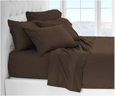 QUEEN Bed Sheet Set (Flat x1 + Fitted x1 + PC X2) in Elegant colors CHOC BROWN/ RED Fabric Extra Soft Plush Microfiber 4pc/ Set Clearance Price $10/ set