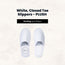 White, Closed Toe Slippers - PLUSH Zero Plastic, Non-Woven Envelope
